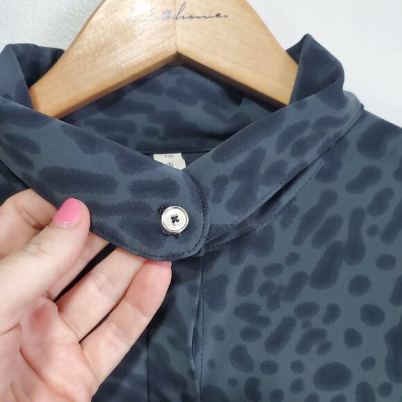 LULULEMON Day Trip Button Down Shirt Top Blouse Stretch Leopard Grey Women's 10 - Picture 3 of 12